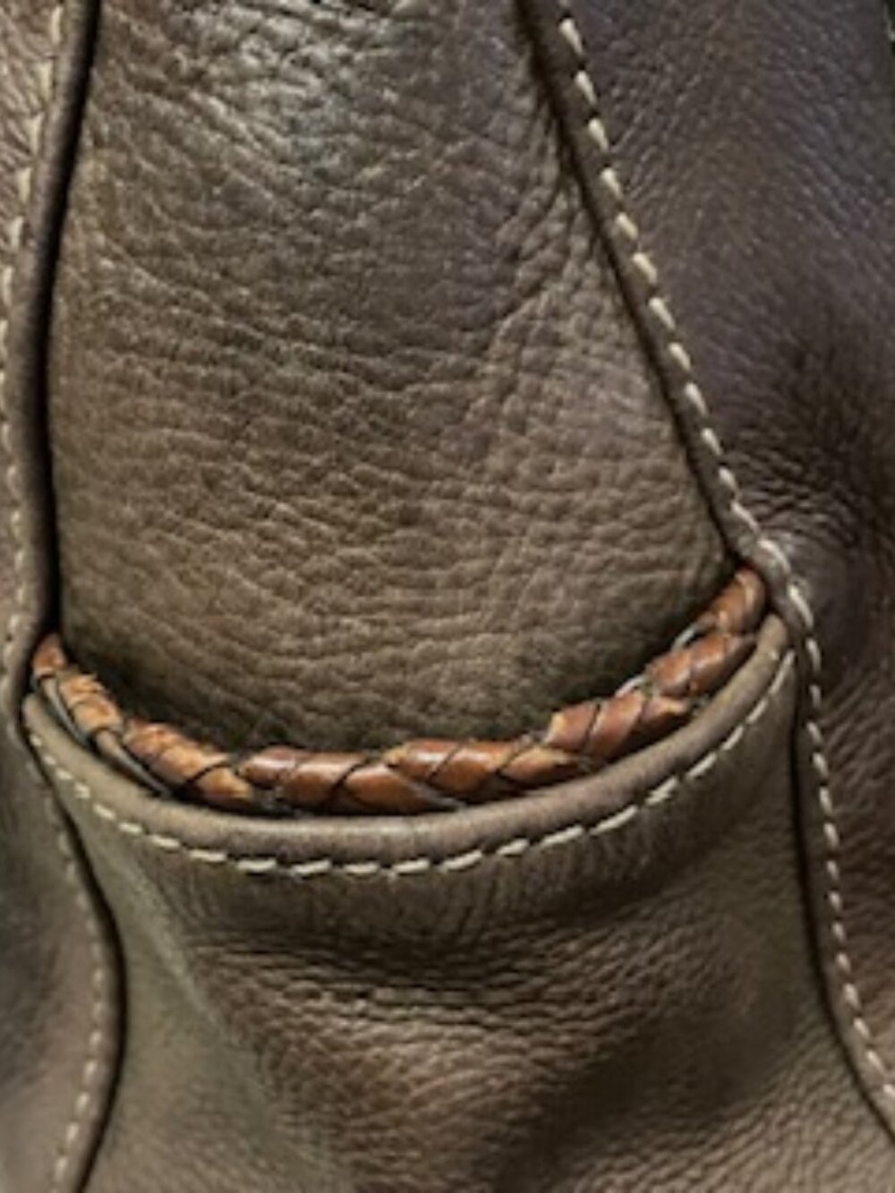 Vintage Fossil Leather Bag with Braided Leather Straps - Picture 10 of 14